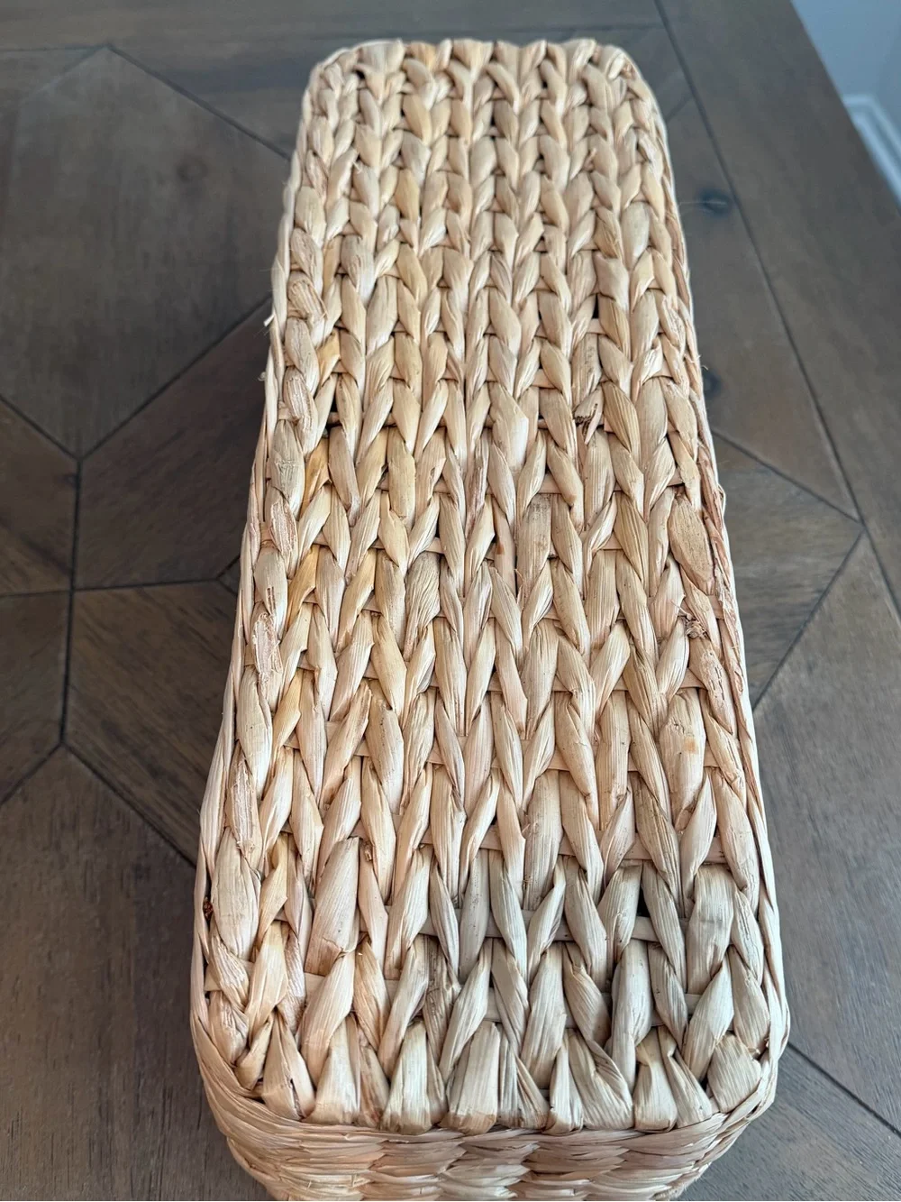 Vintage natural Fiber Hand Woven Rattan 3 section Woven Basket organizer w/Cover